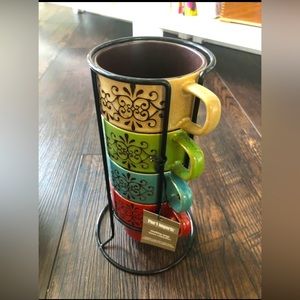 Pier 1 stackable mug set with stand - NWT